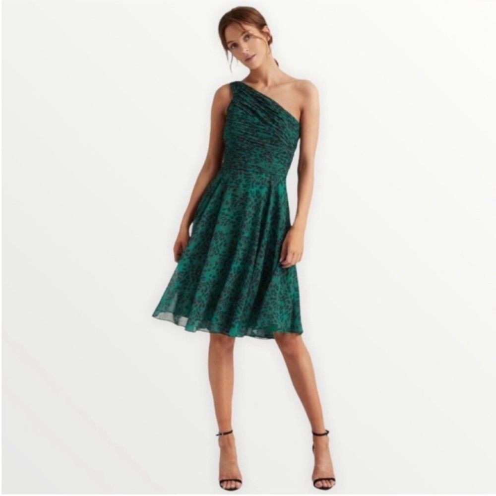 Halston Ruched One-shoulder Dress In Gemstone